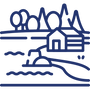 Lake with a cabin