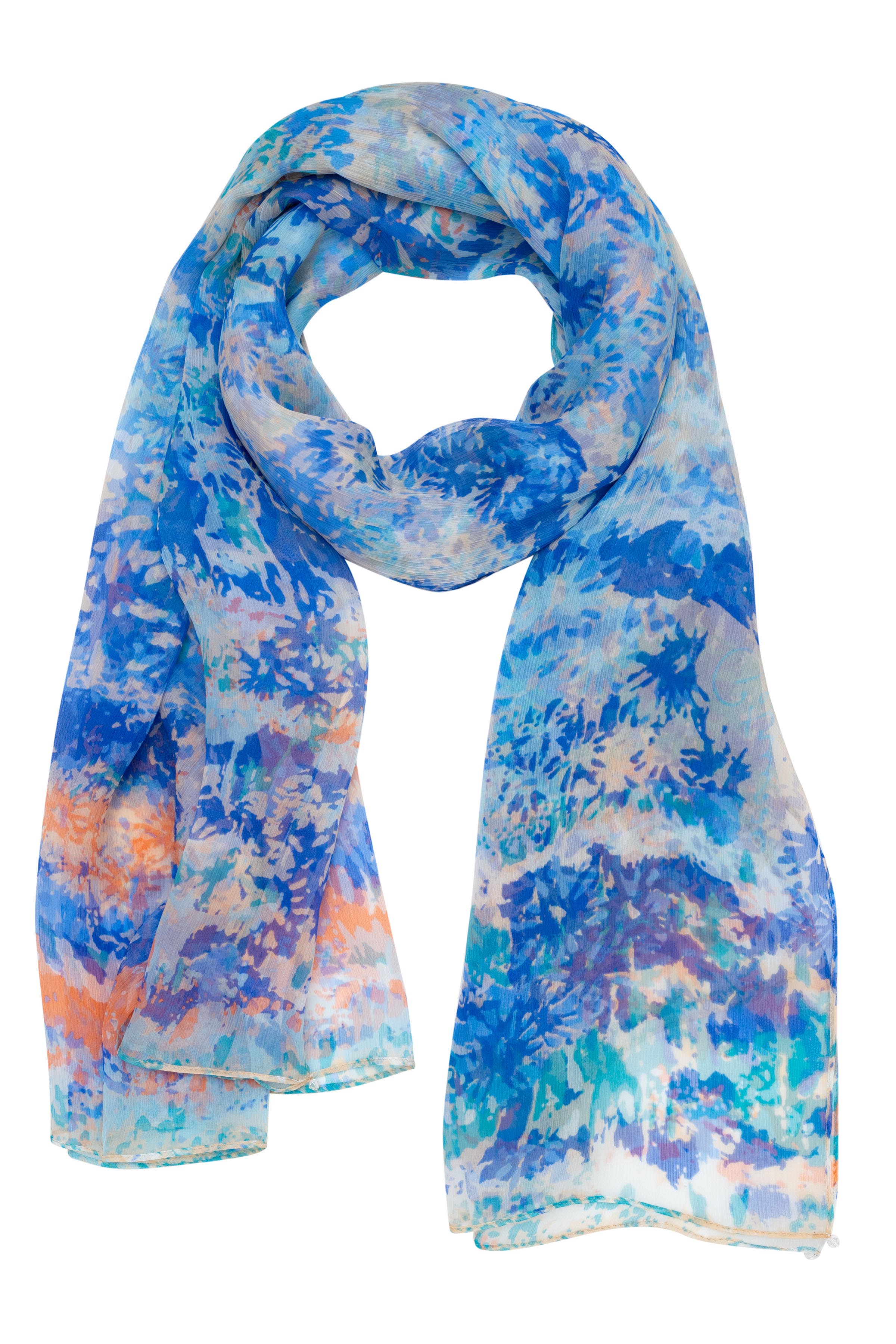 Petrusse Rosee blue shawl tied