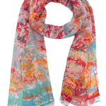 Petrusse Rosee coral shawl tied