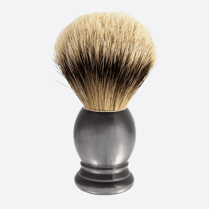 Plisson Pearl grey shaving brush from behind